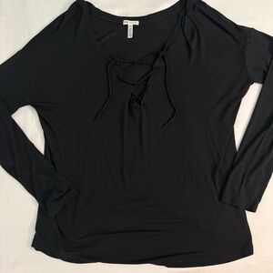 PINK Victoria's Secret Super Soft Black Lace-Up Long Sleeve Top